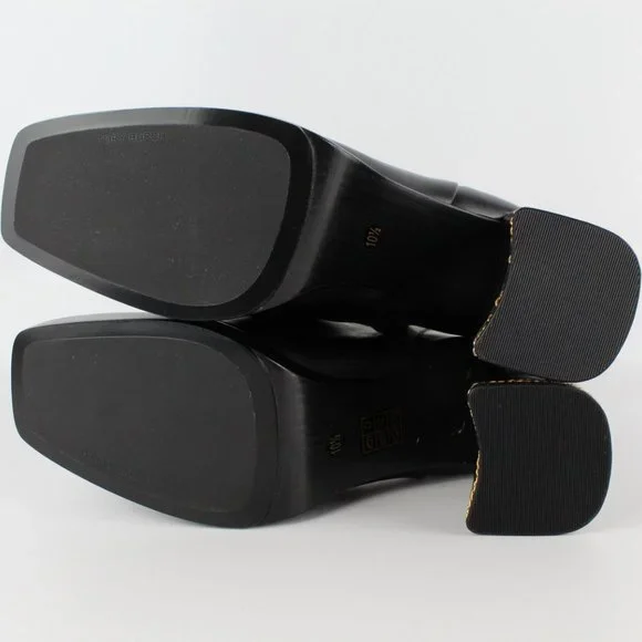 New TORY BURCH High Heel Leather Booties- Ankle Boots with Chain Accent
